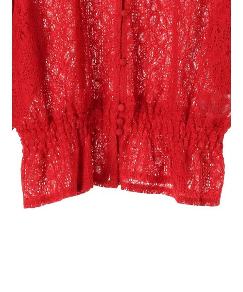 earth music&ecology（アースミュージックアンドエコロジー）の「・レースタックボリューム袖ブラウス ●（シャツ/ブラウス・レディース・ブラック/レッド/アイボリー・FREE）」の16枚目の写真