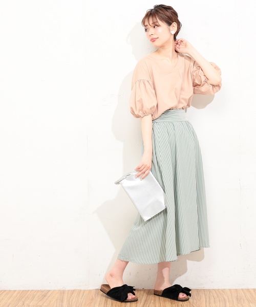 natural couture（ナチュラルクチュール）の「ボリューム袖Ｖネックブラウス（シャツ/ブラウス・レディース・ブラック/ドット/ピンク/ベージュ/ターコイズブルー/オフホワイト・FREE）」の13枚目の写真