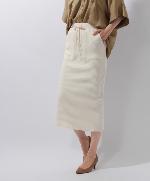 laboratory work（ラボラトリーワーク）の「ワイドテレコカットスカート（スカート・レディース・チャコールグレー/オフホワイト/杢グレー・MEDIUM）」の6枚目の写真