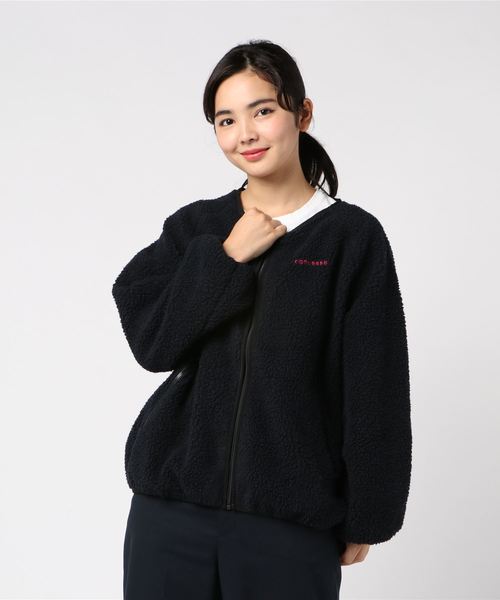 CONVERSE(コンバース)の「<コンバース>ロゴ刺しゅう入りボアブルゾン(ブルゾン・レディース・ブラック/アイボリー/ボルドー・MEDIUM/LARGE)」の10枚目の写真