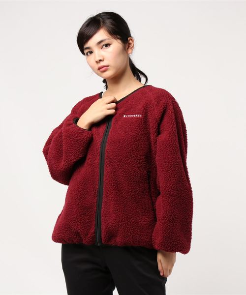 CONVERSE(コンバース)の「<コンバース>ロゴ刺しゅう入りボアブルゾン(ブルゾン・レディース・ブラック/アイボリー/ボルドー・MEDIUM/LARGE)」の12枚目の写真