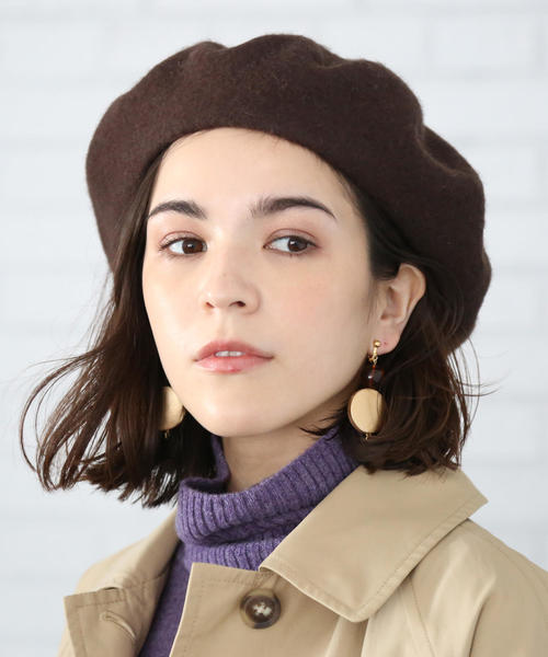 coen（コーエン）の「ウールベレー（ハンチング/ベレー帽・レディース・ダークグリーン/ネイビー/パープル/ブラック/ダークブラウン/グレー・FREE）」の4枚目の写真