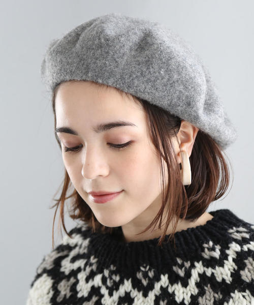 coen（コーエン）の「ウールベレー（ハンチング/ベレー帽・レディース・ダークグリーン/ネイビー/パープル/ブラック/ダークブラウン/グレー・FREE）」の3枚目の写真