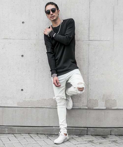 JOKER（ジョーカー）の「長袖ロング丈Tシャツ ロンT 長袖 メンズ トップス（Tシャツ/カットソー・メンズ・ブラック/ホワイト・S/M/L/XL/XXL）」の4枚目の写真