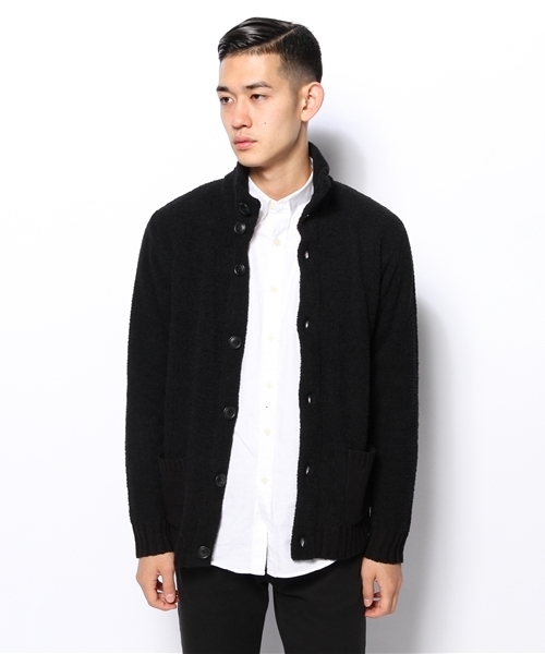 AZUL by moussy(アズールバイマウジー)の「3Gモールニットスタンド衿カーディ(カーディガン/ボレロ・メンズ・ブラック/カーキ系・MEDIUM/X-LARGE/SMALL/LARGE)」の6枚目の写真