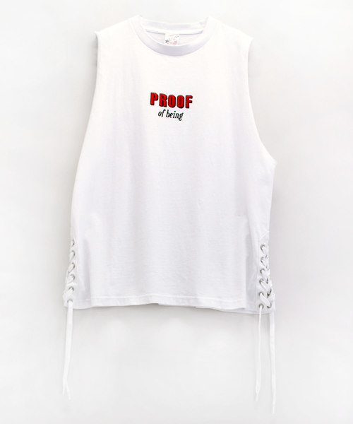RNA(アールエヌエー)の「M1144 PROOFロゴレースアップタンク(タンクトップ・レディース・ホワイト/ブラック/レッド・MEDIUM)」の8枚目の写真
