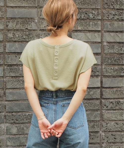 tiptop(ティップトップ)の「ワッフルラウンドヘムプルオーバー(Tシャツ/カットソー)」|グリーン