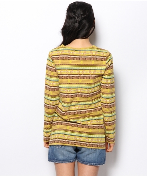 チチカカ(チチカカ)の「ココペリボーダーJQロングTシャツ(Tシャツ/カットソー・レディース・ブルー/パープル/マスタード・MEDIUM/LARGE)」の5枚目の写真