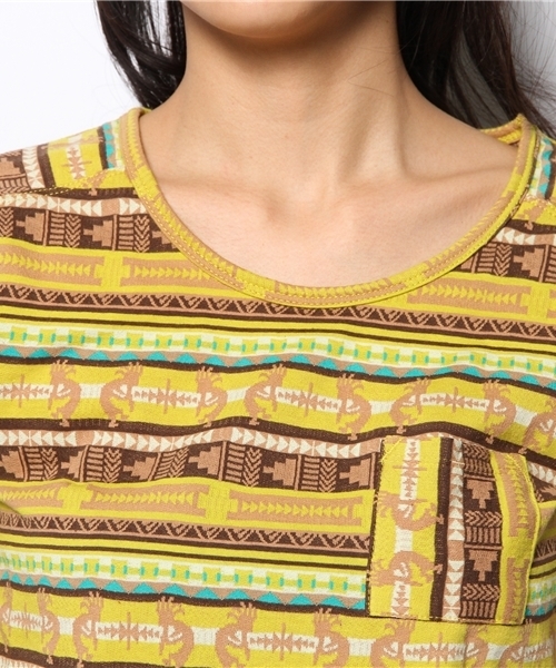 チチカカ(チチカカ)の「ココペリボーダーJQロングTシャツ(Tシャツ/カットソー・レディース・ブルー/パープル/マスタード・MEDIUM/LARGE)」の6枚目の写真