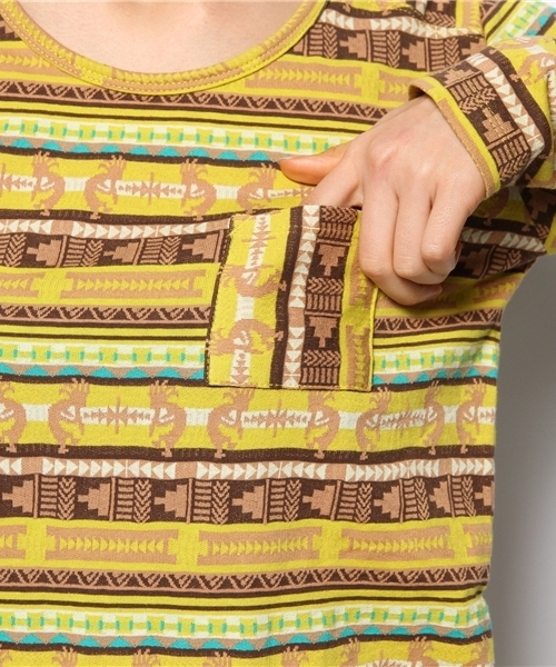 チチカカ(チチカカ)の「ココペリボーダーJQロングTシャツ(Tシャツ/カットソー・レディース・ブルー/パープル/マスタード・MEDIUM/LARGE)」の8枚目の写真