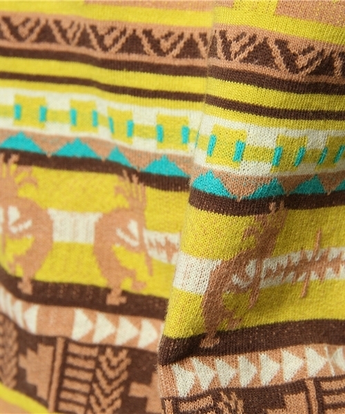 チチカカ(チチカカ)の「ココペリボーダーJQロングTシャツ(Tシャツ/カットソー・レディース・ブルー/パープル/マスタード・MEDIUM/LARGE)」の9枚目の写真