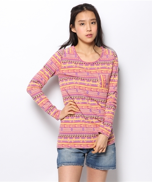 チチカカ(チチカカ)の「ココペリボーダーJQロングTシャツ(Tシャツ/カットソー・レディース・ブルー/パープル/マスタード・MEDIUM/LARGE)」の11枚目の写真