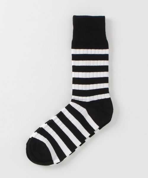 Fun & Daily(ファンアンドデイリー)の「F&D : カラーボーダーリブソックス(ソックス/靴下・メンズ・ホワイト/レッド/イエロー/オレンジ/ブラック・FREE)」の2枚目の写真