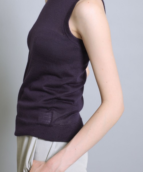 ラッピンノット WRAPINKNOT × COZ manufactured 23AW カシミヤノースリーブニット セーター 0 ブラック /DO ■OS レディース WRAPINKNOT(ラッピンノット)】カシミヤポケットT（ニット