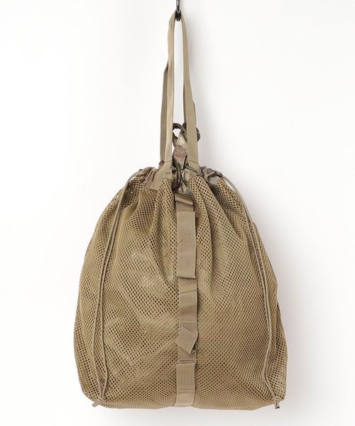 MAKE UP(メイクアップ)の「〈MAKE UP/メイクアップ〉Mesh Tote Bag/カモフラージュメッシュトートバッグ L(ライナー付き)(ショルダーバッグ)」|カーキ