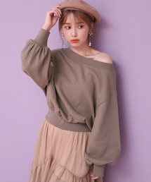 one after another NICE CLAUP | ピグメント裏毛ワンショルプルオーバー(Tシャツ/カットソー)
