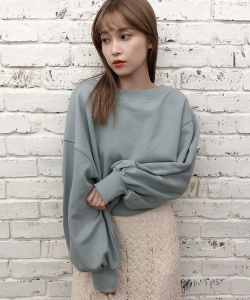 one after another NICE CLAUP(ワンアフターアナザーナイスクラップ)の「ピグメント裏毛ワンショルプルオーバー(Tシャツ/カットソー・レディース・ブラウン/ピンク/アイボリー/スミクロ/ミント・FREE)」の4枚目の写真