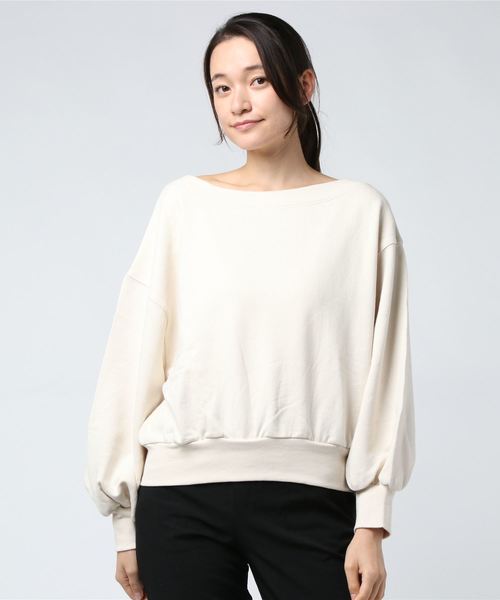 one after another NICE CLAUP(ワンアフターアナザーナイスクラップ)の「ピグメント裏毛ワンショルプルオーバー(Tシャツ/カットソー・レディース・ブラウン/ピンク/アイボリー/スミクロ/ミント・FREE)」の13枚目の写真