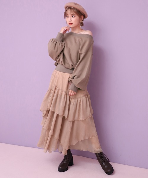 one after another NICE CLAUP(ワンアフターアナザーナイスクラップ)の「ピグメント裏毛ワンショルプルオーバー(Tシャツ/カットソー・レディース・ブラウン/ピンク/アイボリー/スミクロ/ミント・FREE)」の14枚目の写真