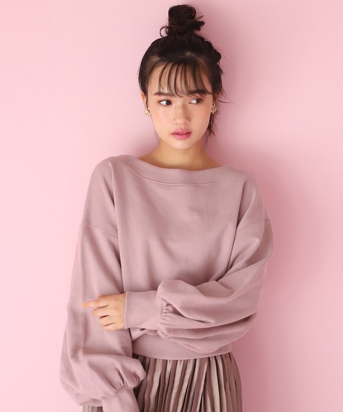 one after another NICE CLAUP(ワンアフターアナザーナイスクラップ)の「ピグメント裏毛ワンショルプルオーバー(Tシャツ/カットソー・レディース・ブラウン/ピンク/アイボリー/スミクロ/ミント・FREE)」の7枚目の写真