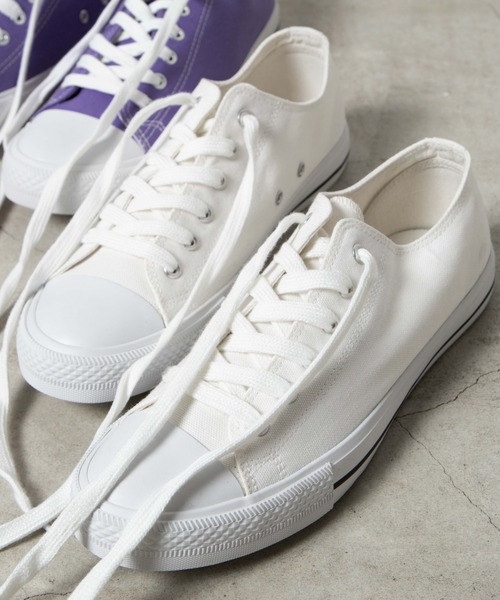 WEGO(ウィゴー)の「WEGO/キャンバスローカットスニーカー(スニーカー・メンズ・ホワイト/グリーン系その他/ライトパープル/キナリ/ブラック系その他/レッド/ブラック/ダークベージュ・MEDIUM/SMALL/LARGE)」の2枚目の写真