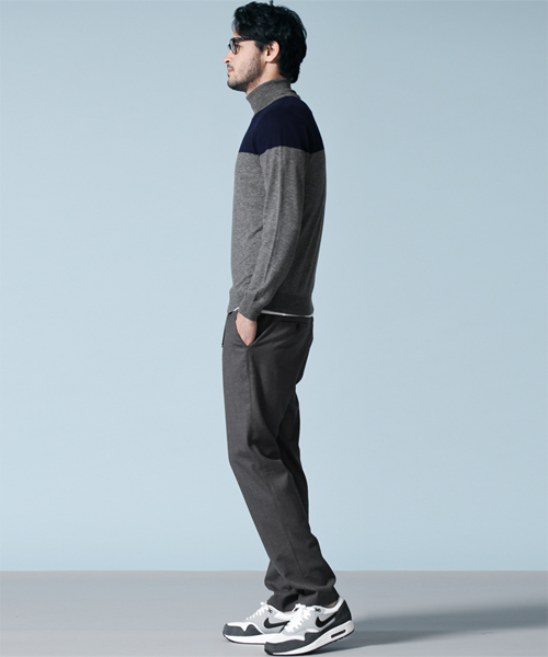 NANO universe（ナノユニバース）の「バイカラータートルニット（ニット/セーター・メンズ・グレー/ブラウン/ネイビー・50/48/46/44）」の12枚目の写真