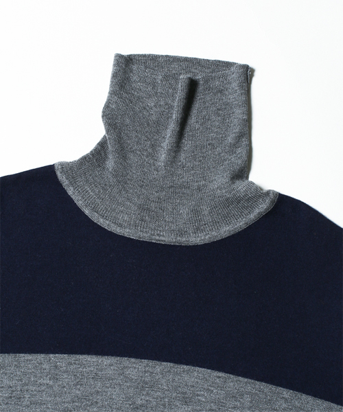 NANO universe（ナノユニバース）の「バイカラータートルニット（ニット/セーター・メンズ・グレー/ブラウン/ネイビー・50/48/46/44）」の8枚目の写真