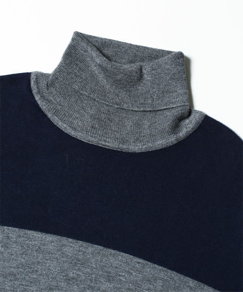 NANO universe（ナノユニバース）の「バイカラータートルニット（ニット/セーター・メンズ・グレー/ブラウン/ネイビー・50/48/46/44）」の9枚目の写真