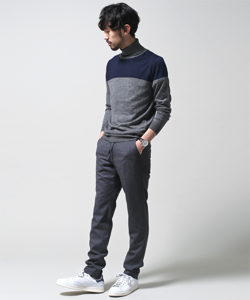 NANO universe（ナノユニバース）の「バイカラータートルニット（ニット/セーター・メンズ・グレー/ブラウン/ネイビー・50/48/46/44）」の13枚目の写真