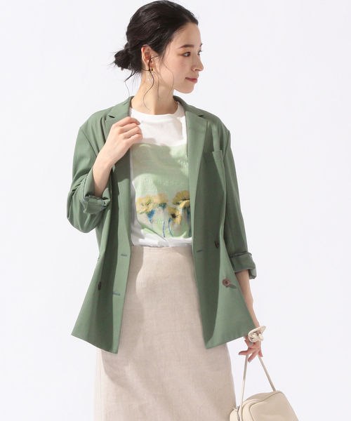 SHIPS（シップス）の「コットンツイルダブルジャケット（スーツジャケット・レディース・ベージュ/グリーン・38/36）」の14枚目の写真