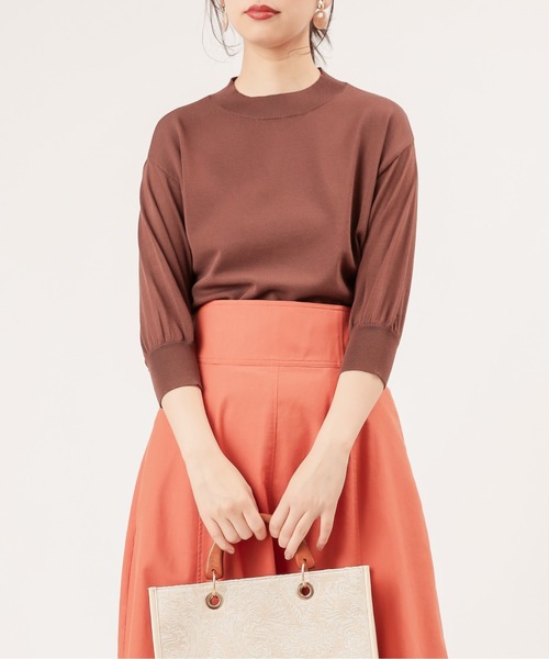 natural couture(ナチュラルクチュール)の「袖シアーシンプルプチハイ(ニット/セーター)」|ブラウン