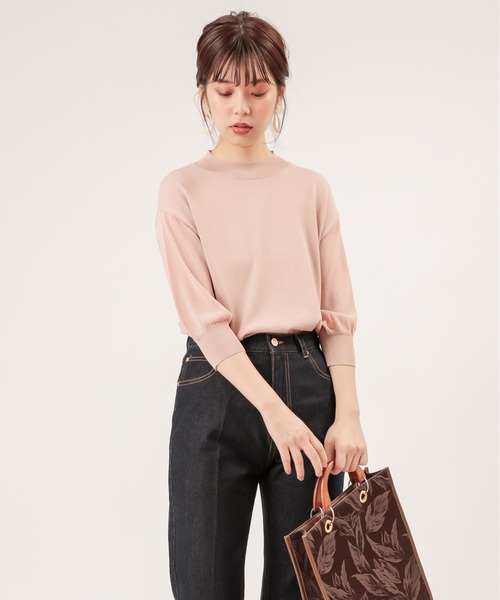 natural couture(ナチュラルクチュール)の「袖シアーシンプルプチハイ(ニット/セーター・レディース・ブラック/ブラウン/ピンク/グリーン/アイボリー・FREE)」の5枚目の写真