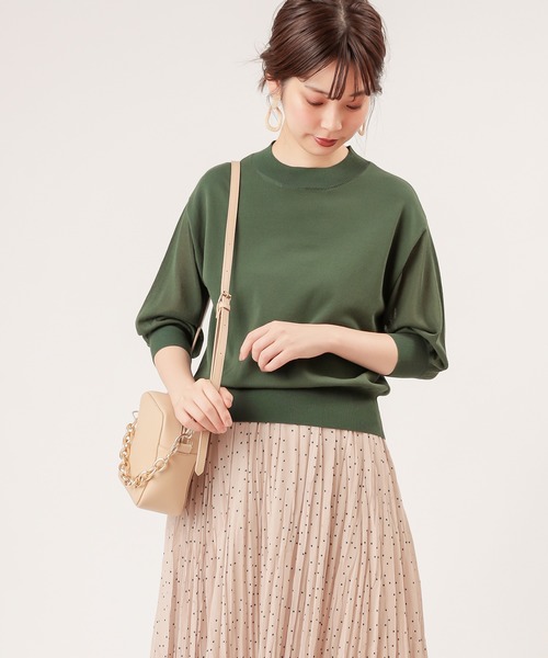 natural couture(ナチュラルクチュール)の「袖シアーシンプルプチハイ(ニット/セーター・レディース・ブラック/ブラウン/ピンク/グリーン/アイボリー・FREE)」の4枚目の写真