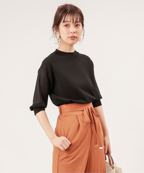 natural couture(ナチュラルクチュール)の「袖シアーシンプルプチハイ(ニット/セーター・レディース・ブラック/ブラウン/ピンク/グリーン/アイボリー・FREE)」の15枚目の写真