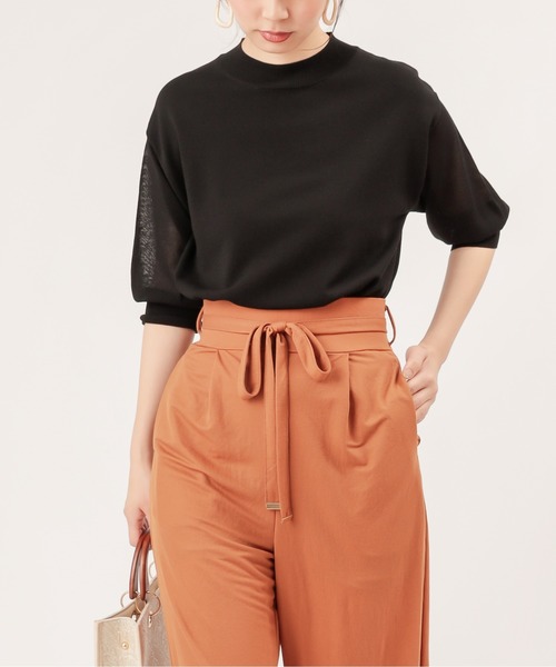 natural couture(ナチュラルクチュール)の「袖シアーシンプルプチハイ(ニット/セーター・レディース・ブラック/ブラウン/ピンク/グリーン/アイボリー・FREE)」の8枚目の写真