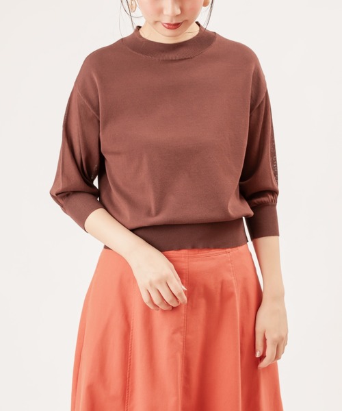 natural couture(ナチュラルクチュール)の「袖シアーシンプルプチハイ(ニット/セーター・レディース・ブラック/ブラウン/ピンク/グリーン/アイボリー・FREE)」の7枚目の写真