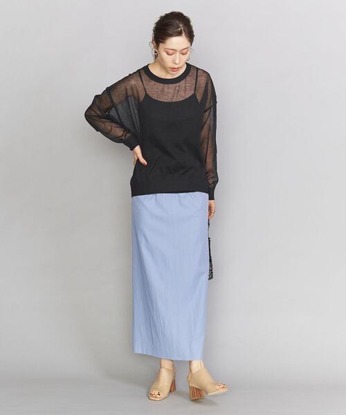 BEAUTY&YOUTH UNITED ARROWS◆16G/シアーワイドニット/ウォッシャブル/ニット/ポリエステル/ベージュ/1613-105-3322 BEAUTY&YOUTH UNITED ARROWS（ビューティーアンドユース