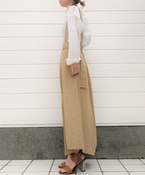 Q（キュー）の「コットンバイオ サスペンダースカート（スカート・レディース・ベージュ/オリーブ・MEDIUM）」の8枚目の写真