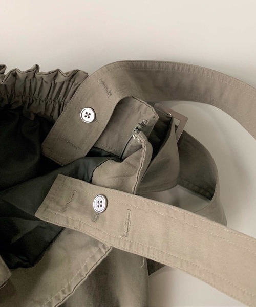 Q（キュー）の「コットンバイオ サスペンダースカート（スカート・レディース・ベージュ/オリーブ・MEDIUM）」の11枚目の写真