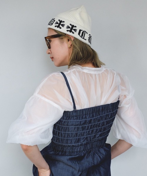 SANSeLF(サンセルフ)の「【SANSeLF】logo knit beanie sana13(ニットキャップ/ビーニー・レディース・ホワイト/ブラック・FREE)」の3枚目の写真