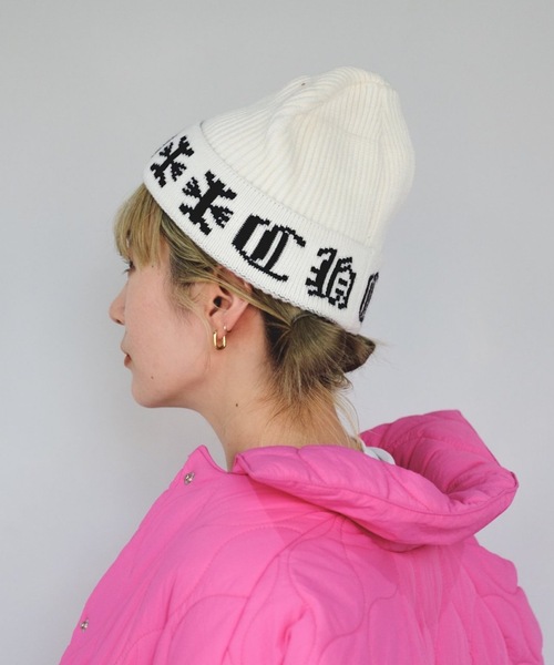 SANSeLF(サンセルフ)の「【SANSeLF】logo knit beanie sana13(ニットキャップ/ビーニー・レディース・ホワイト/ブラック・FREE)」の4枚目の写真