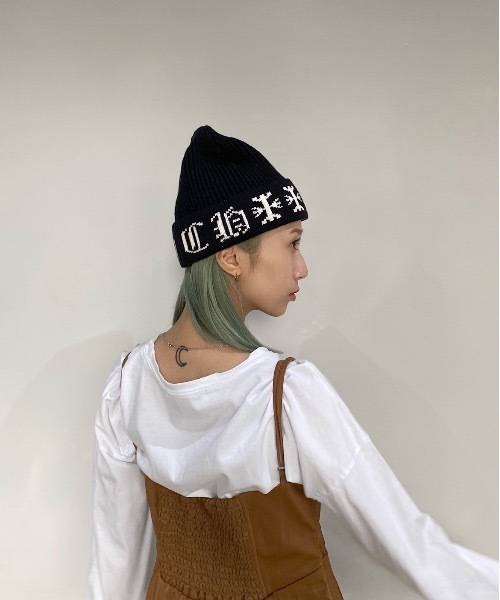 SANSeLF(サンセルフ)の「【SANSeLF】logo knit beanie sana13(ニットキャップ/ビーニー・レディース・ホワイト/ブラック・FREE)」の6枚目の写真