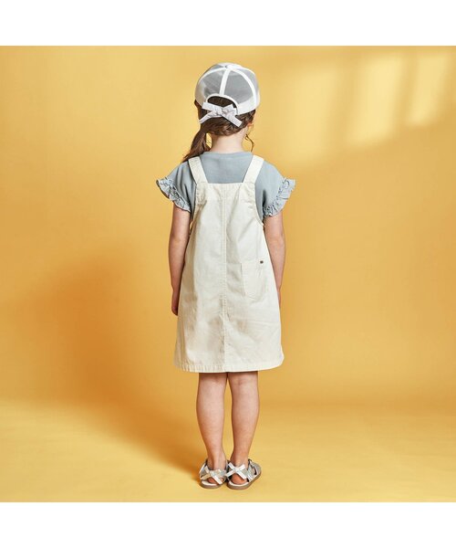 apres les cours（アプレレクール）の「/サイドボタンジャンパースカート（スカート・キッズ・インディゴブルー/アイボリー・120cm/130cm/100cm/110cm/90cm/80ｃｍ/140cm）」の4枚目の写真