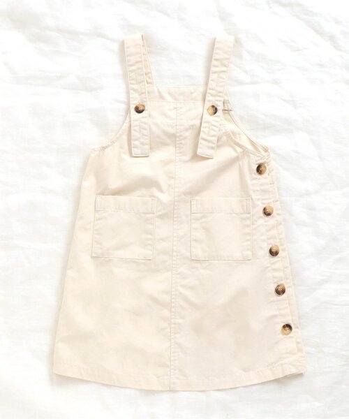 apres les cours（アプレレクール）の「/サイドボタンジャンパースカート（スカート・キッズ・インディゴブルー/アイボリー・120cm/130cm/100cm/110cm/90cm/80ｃｍ/140cm）」の6枚目の写真