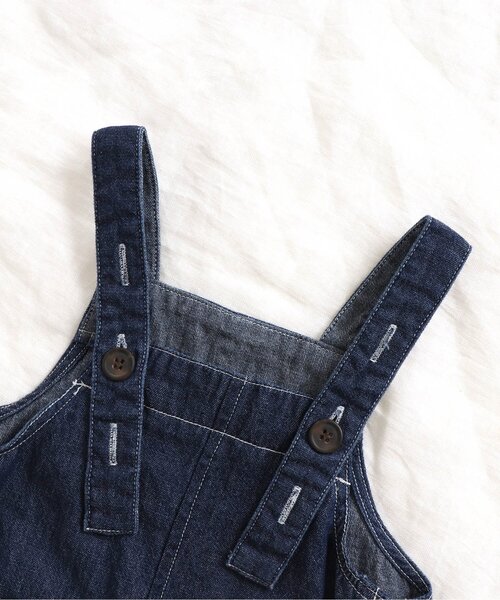 apres les cours（アプレレクール）の「/サイドボタンジャンパースカート（スカート・キッズ・インディゴブルー/アイボリー・120cm/130cm/100cm/110cm/90cm/80ｃｍ/140cm）」の9枚目の写真