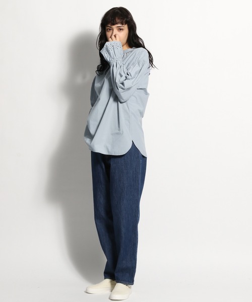 niko and...（ニコアンド）の「タイプライター2WAYブラウス（シャツ/ブラウス・レディース・ライトブルー/オフホワイト/チャコール・LARGE/MEDIUM）」の6枚目の写真