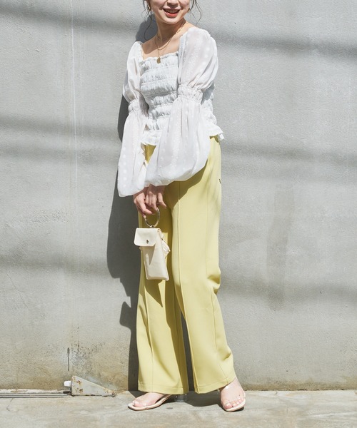 Chico（チコ）の「シャーリング刺繍レースパフスリーブブラウス（シャツ/ブラウス・レディース・ホワイト/ブラック/ミント・FREE）」の15枚目の写真