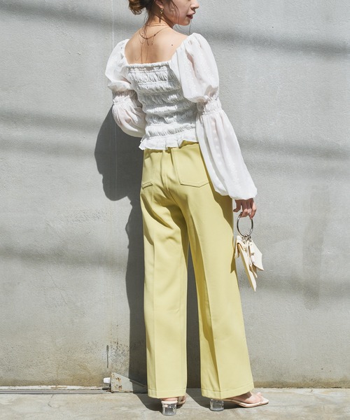 Chico（チコ）の「シャーリング刺繍レースパフスリーブブラウス（シャツ/ブラウス・レディース・ホワイト/ブラック/ミント・FREE）」の12枚目の写真