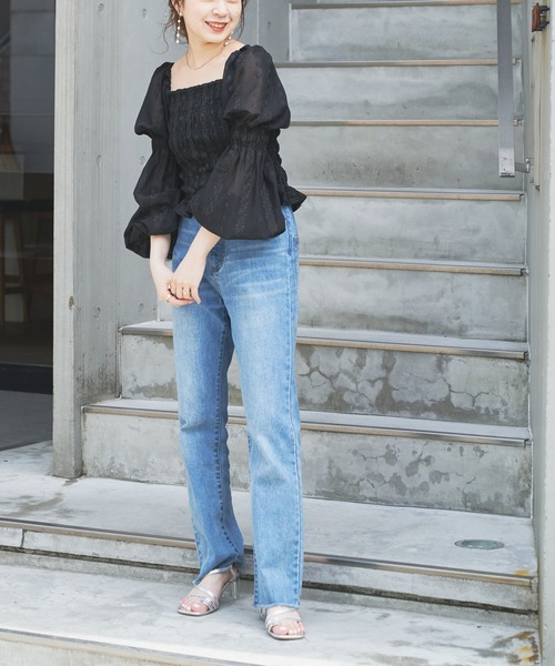 Chico（チコ）の「シャーリング刺繍レースパフスリーブブラウス（シャツ/ブラウス・レディース・ホワイト/ブラック/ミント・FREE）」の10枚目の写真