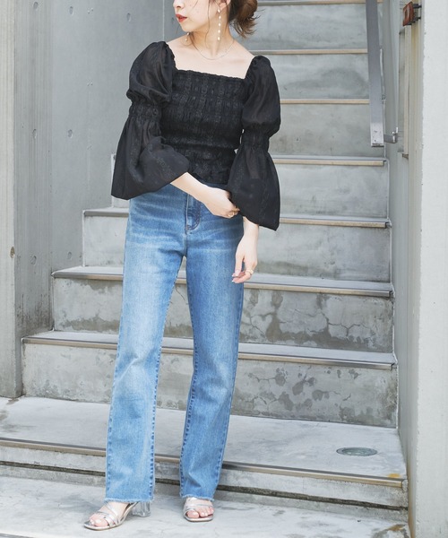 Chico（チコ）の「シャーリング刺繍レースパフスリーブブラウス（シャツ/ブラウス・レディース・ホワイト/ブラック/ミント・FREE）」の16枚目の写真